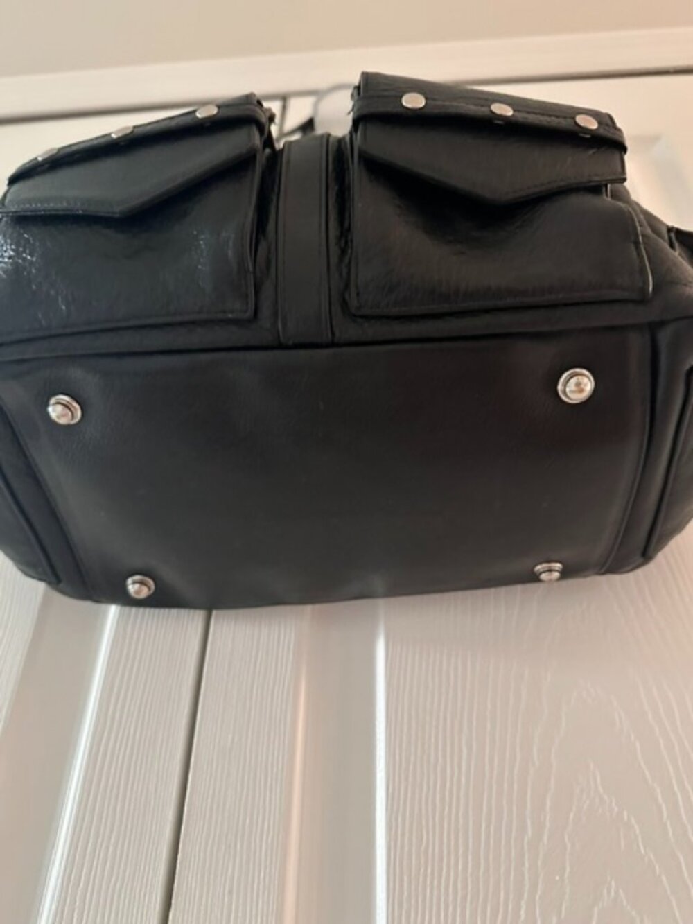 Botkier "Biker Bag" Black Leather with Chrome-EUC - Picture 5 of 14